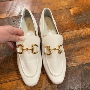 Jeffrey Campbell White Gold Horse Bit Loafer Mules Women’s Size 10